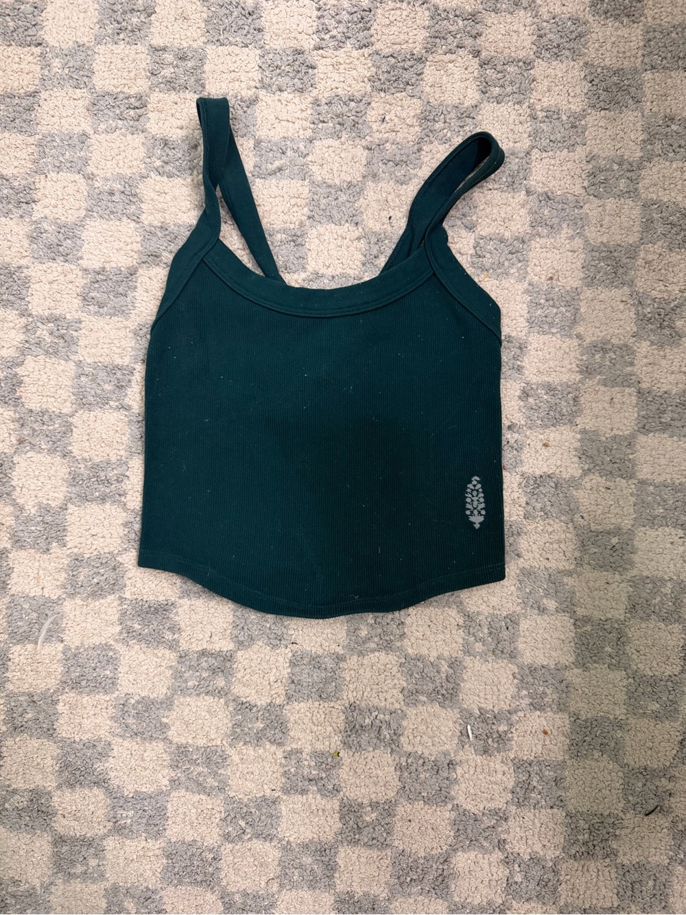 Free People Deep Teal Ribbed Crop Tank